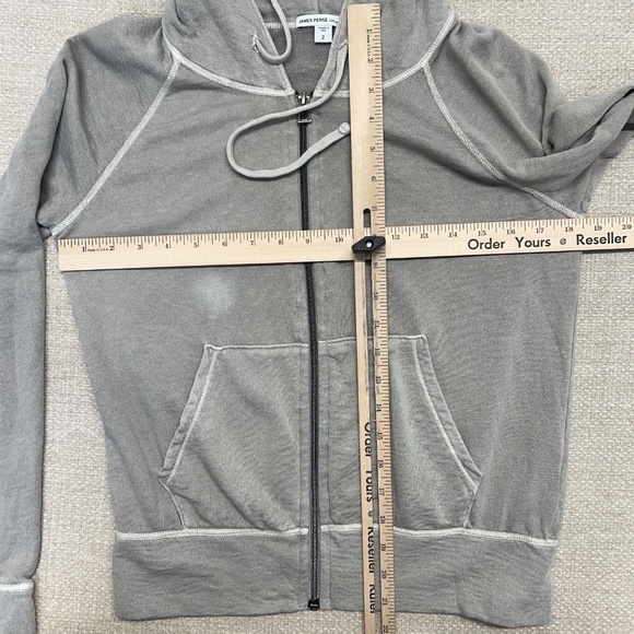 James Perse Hoodie Womens 2 Gray Full Zip 100% Cotton Made USA Sweatshirt Terry - Picture 10 of 13
